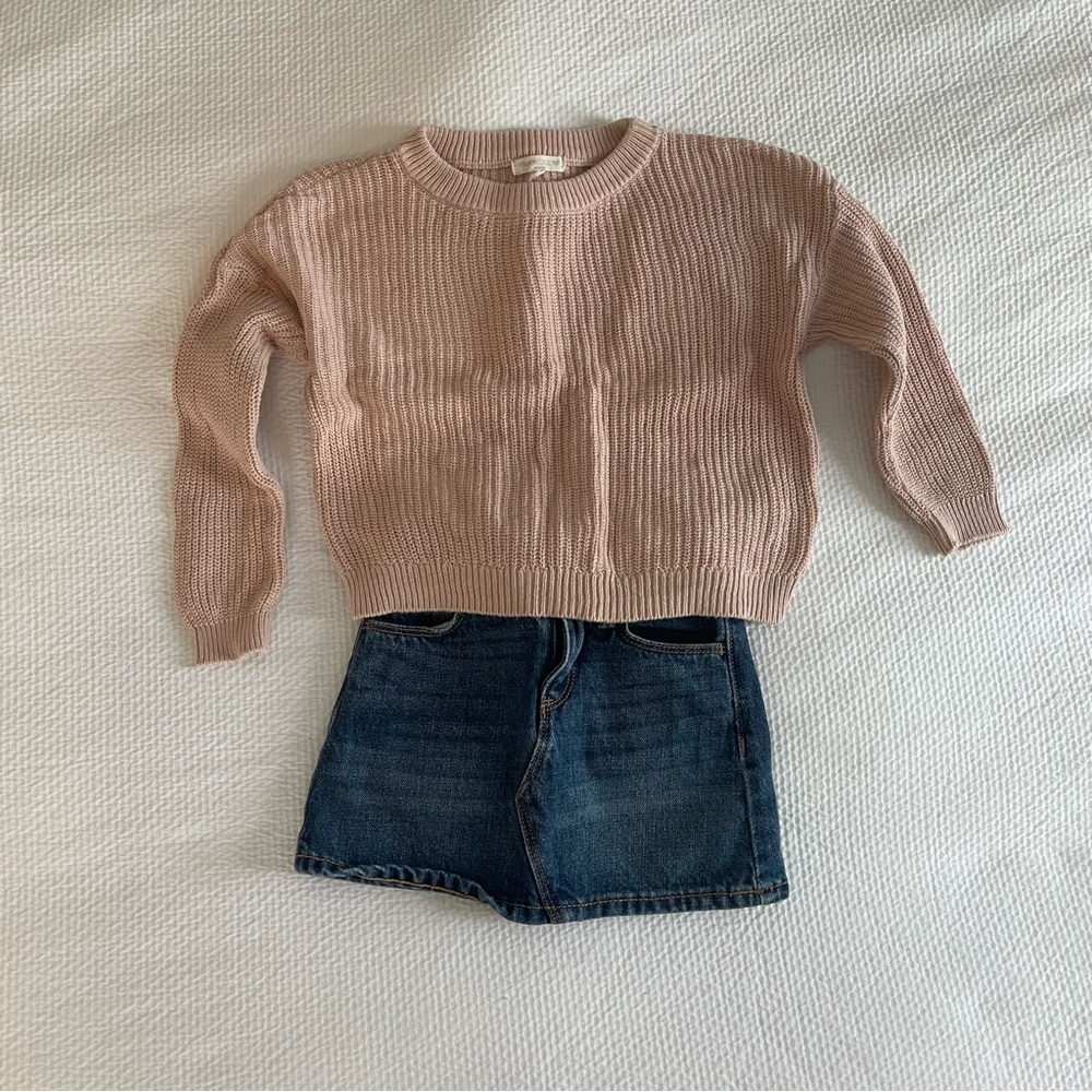 Pink Sweater and Denim Skirt Outfit Size 2T